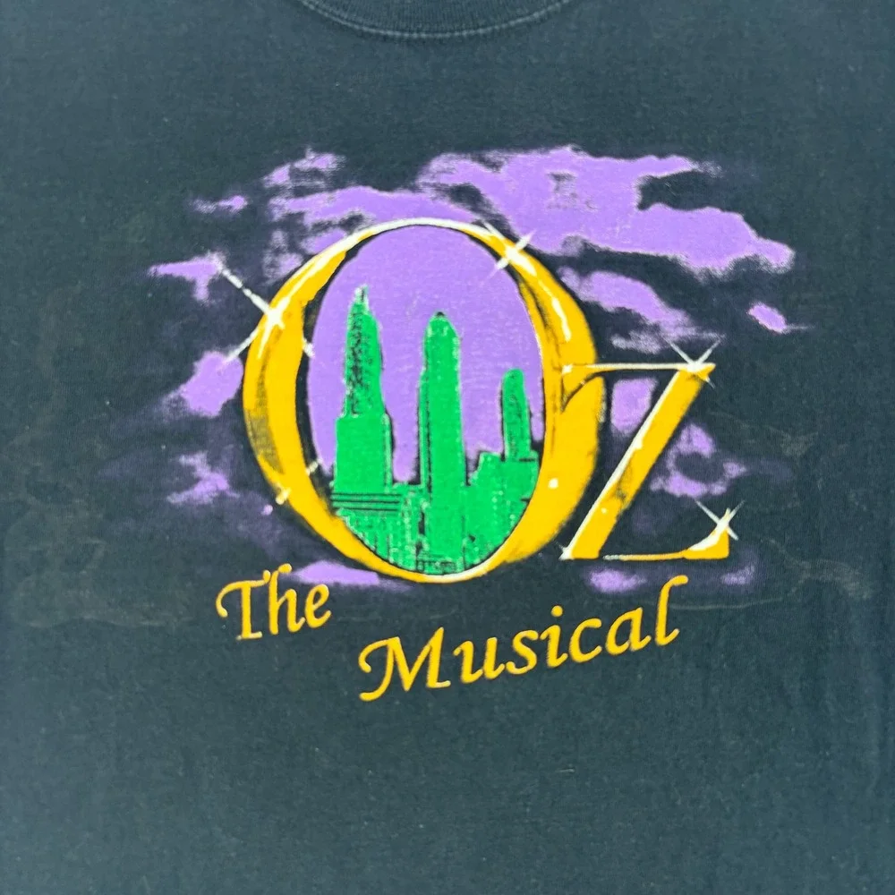 Wizard Of Oz Musical‎ Mens Small Black Emerald City Graphic T Shirt Vintage 90s